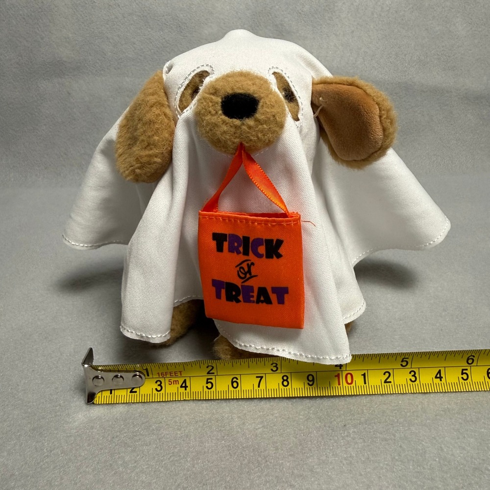 Douglas Cuddle Toys Halloween Ghost Dog Plush Trick or Treat Bag Tan Puppy - Picture 4 of 11